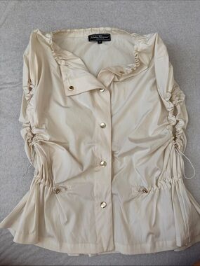 Vintage Salvatore Ferragamo Ivory Drawstring Peplum Utility Jacket